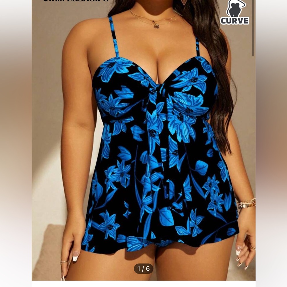 Plus - Floral Print Bathing Suit- 3X /18